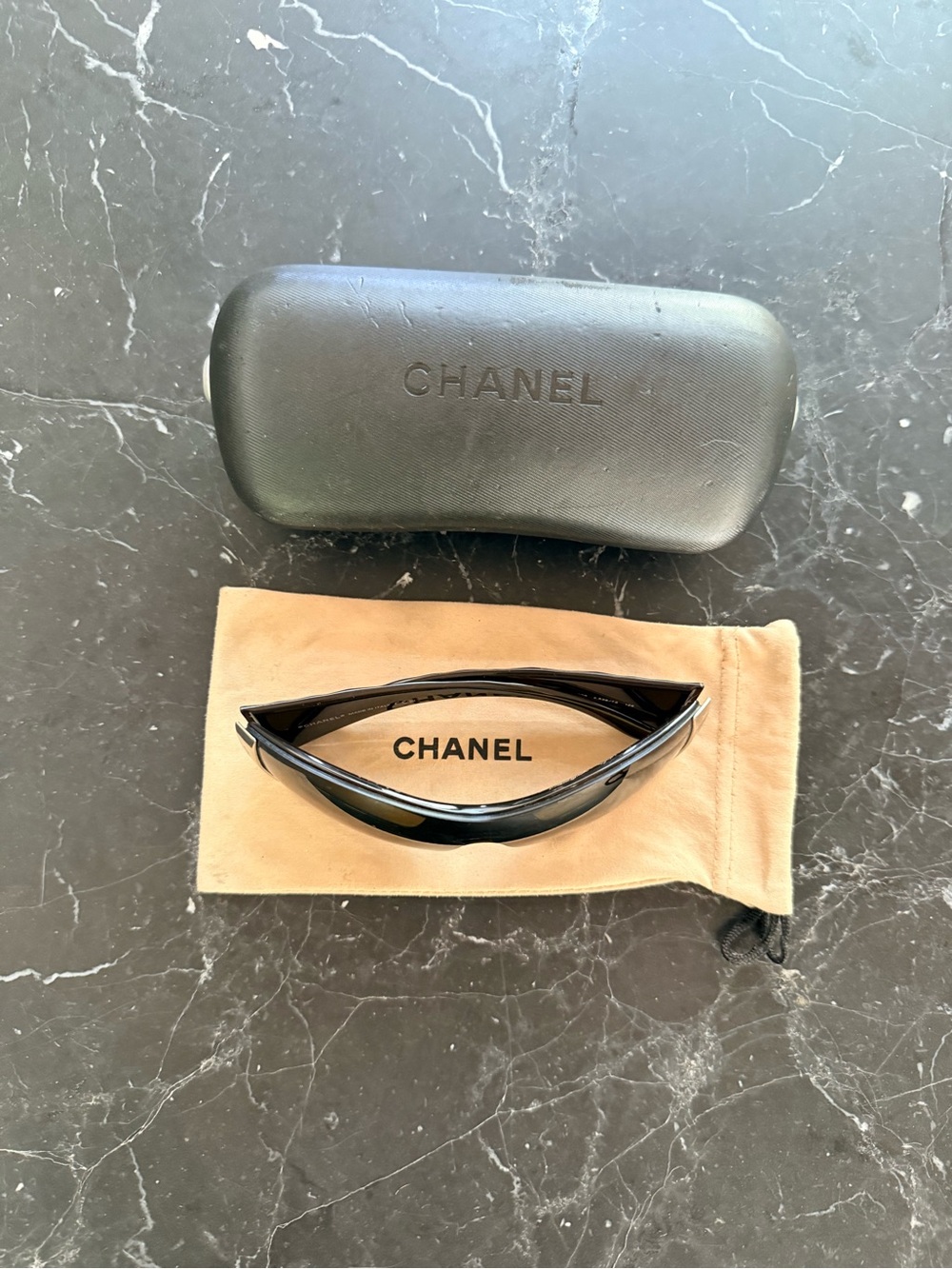 Vintage y2k CHANEL Brown Gradient Shield Sunglasses with Silver Logo Accent - Picture 5 of 13